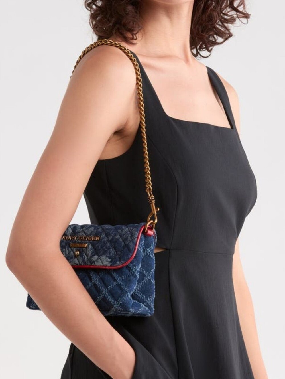 Kurt Geiger Denim Quilted Crossbody - Picture 3 of 12